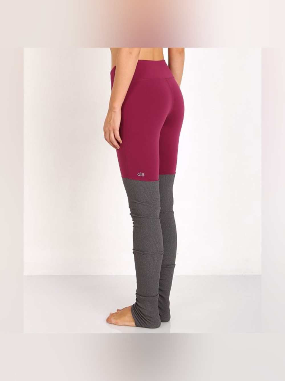 Alo yoga Goddess Ribbed Legging Berry/Stormy Heather